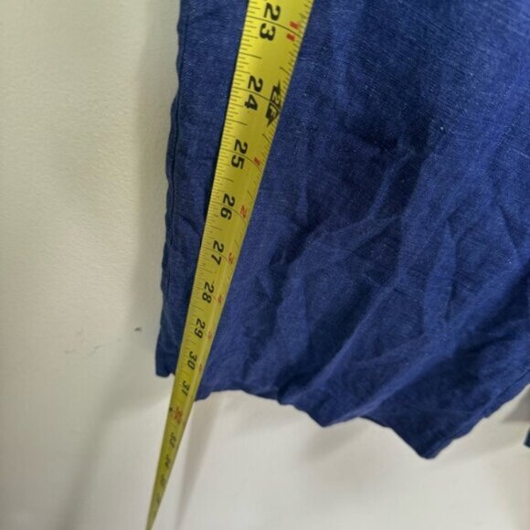 Eileen Fisher Linen Crop Side Zip Lantern Capri Pants Minimalist Wide Blue M P - Picture 13 of 14